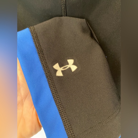 Under Armour Heat Gear Compression Blue Orange Black Leggings Crop Small - Picture 4 of 5